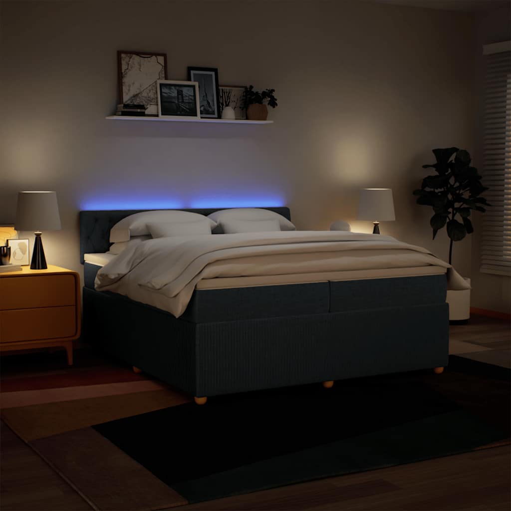 Boxspring met matras stof blauw 200x200 cm is nu te koop bij PeponiXL, paradijselijk wonen!