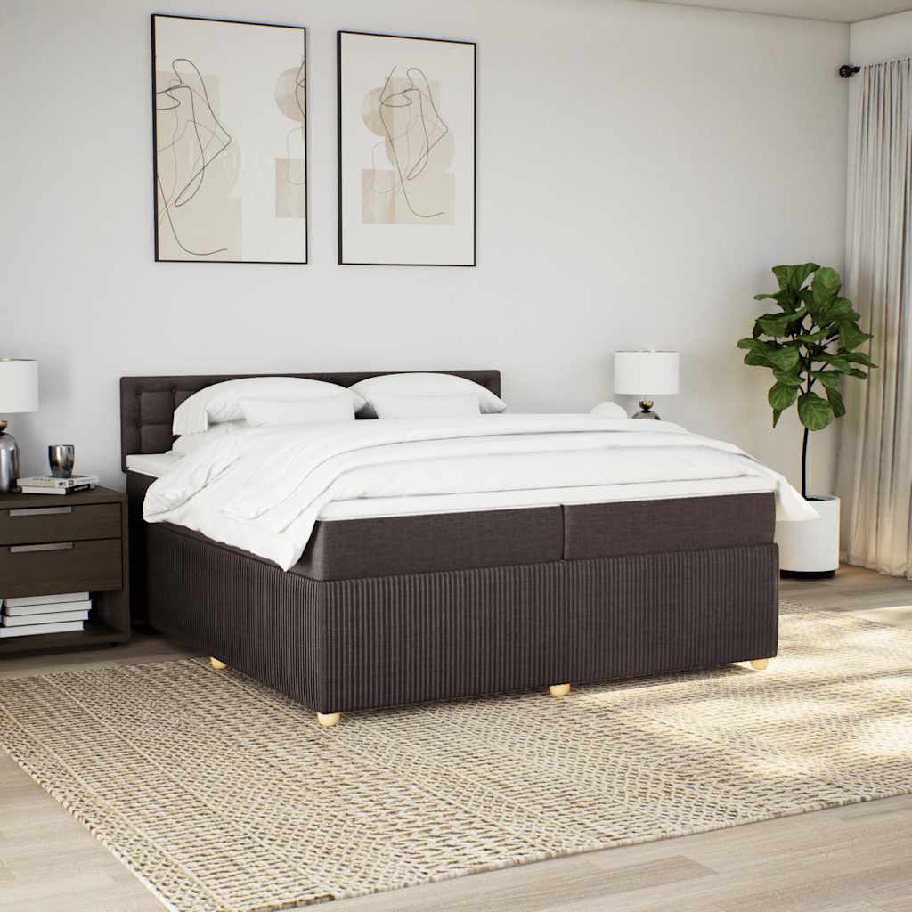 Boxspring met matras stof donkerbruin 200x200 cm is nu te koop bij PeponiXL, paradijselijk wonen!