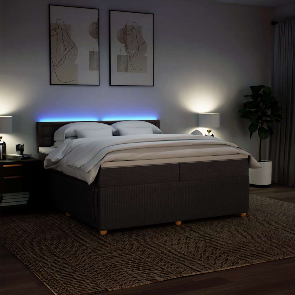 Boxspring met matras stof donkerbruin 200x200 cm is nu te koop bij PeponiXL, paradijselijk wonen!