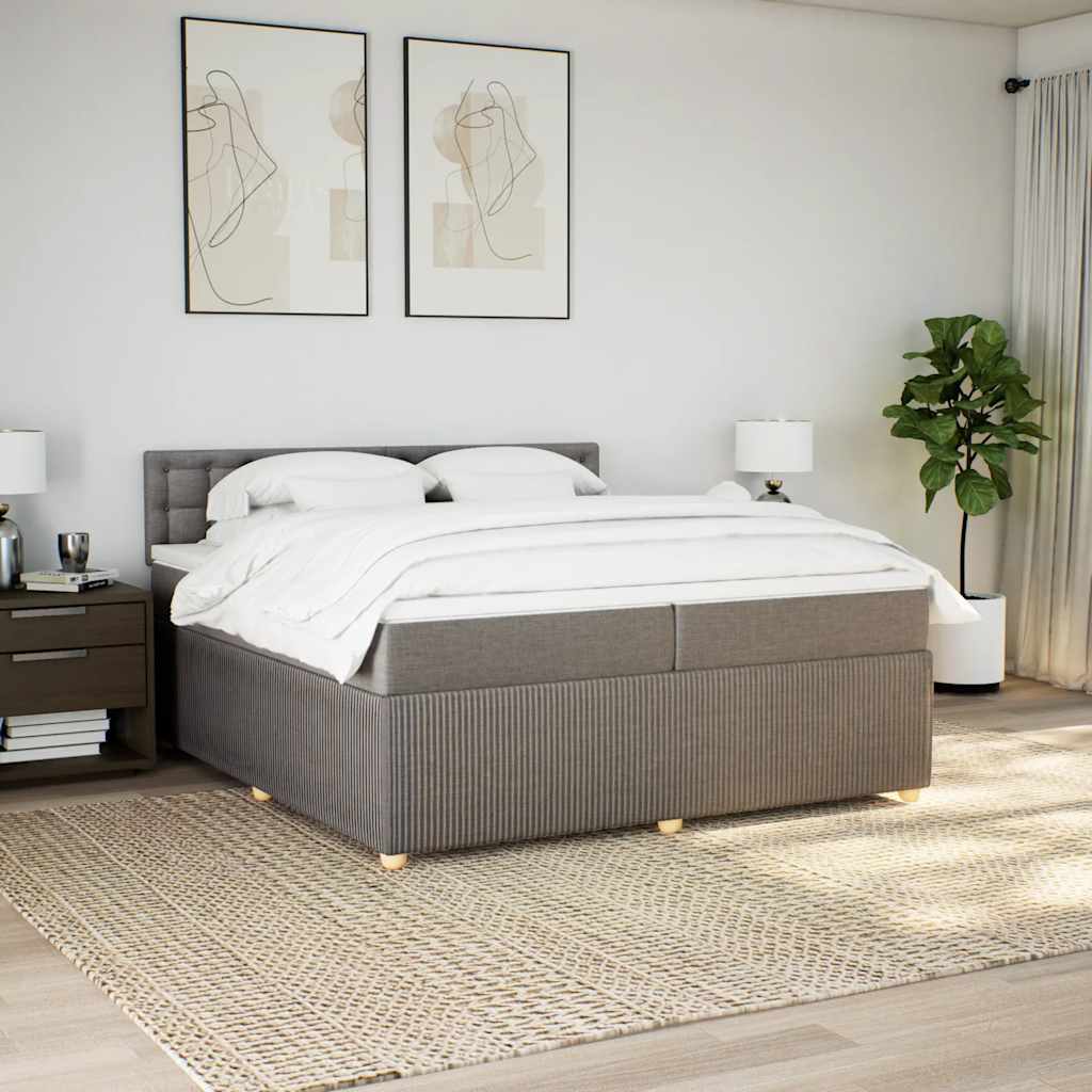 Boxspring met matras stof taupe 200x200 cm is nu te koop bij PeponiXL, paradijselijk wonen!
