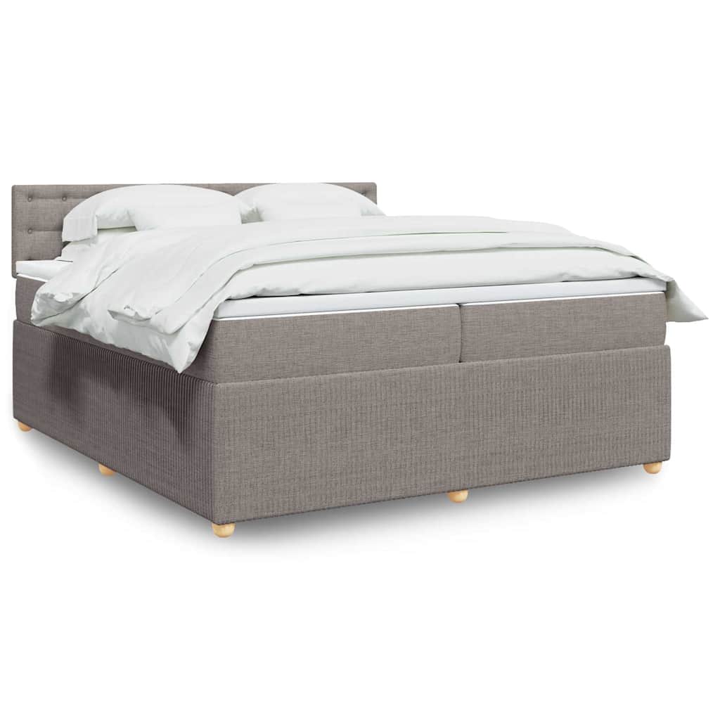 Boxspring met matras stof taupe 200x200 cm is nu te koop bij PeponiXL, paradijselijk wonen!