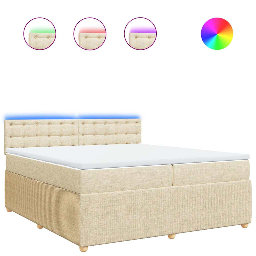Boxspring met matras stof crèmekleurig 200x200 cm is nu te koop bij PeponiXL, paradijselijk wonen!