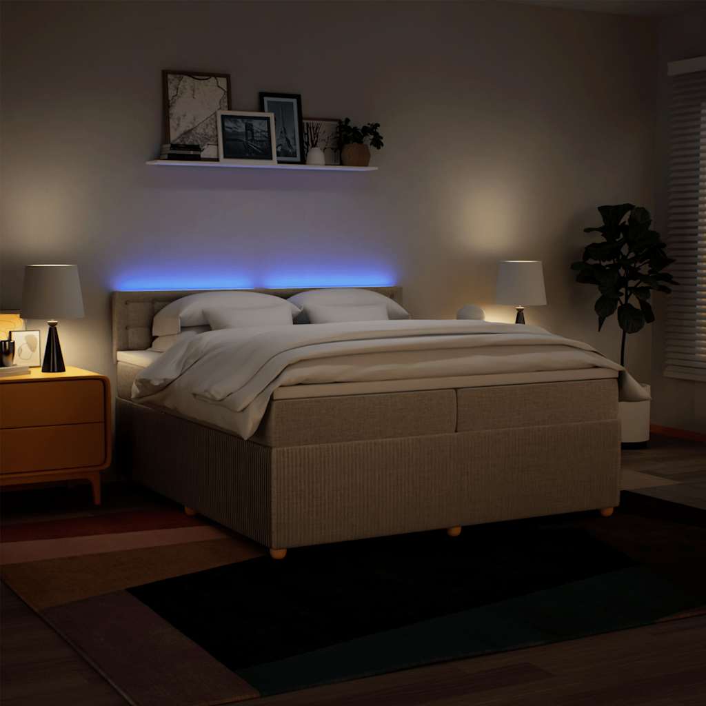 Boxspring met matras stof crèmekleurig 200x200 cm is nu te koop bij PeponiXL, paradijselijk wonen!