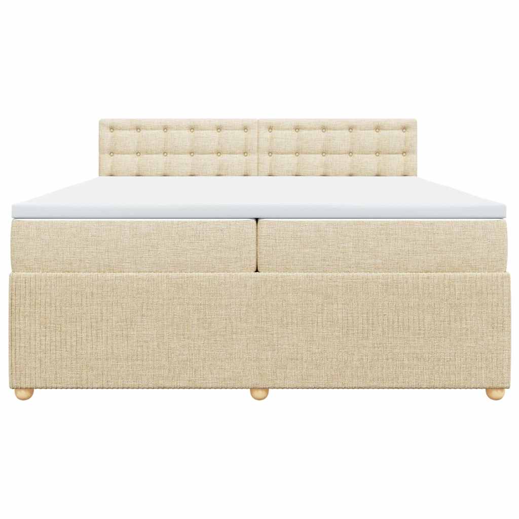 Boxspring met matras stof crèmekleurig 200x200 cm is nu te koop bij PeponiXL, paradijselijk wonen!