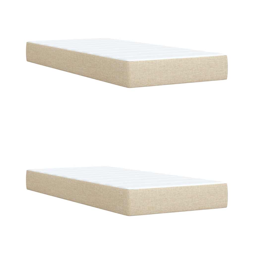 Boxspring met matras stof crèmekleurig 200x200 cm is nu te koop bij PeponiXL, paradijselijk wonen!