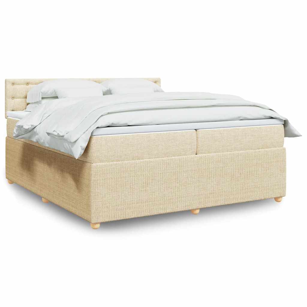 Boxspring met matras stof crèmekleurig 200x200 cm is nu te koop bij PeponiXL, paradijselijk wonen!