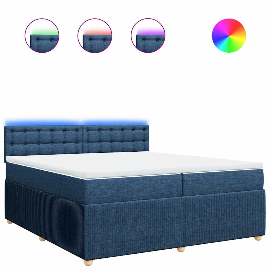 Boxspring met matras stof blauw 200x200 cm is nu te koop bij PeponiXL, paradijselijk wonen!