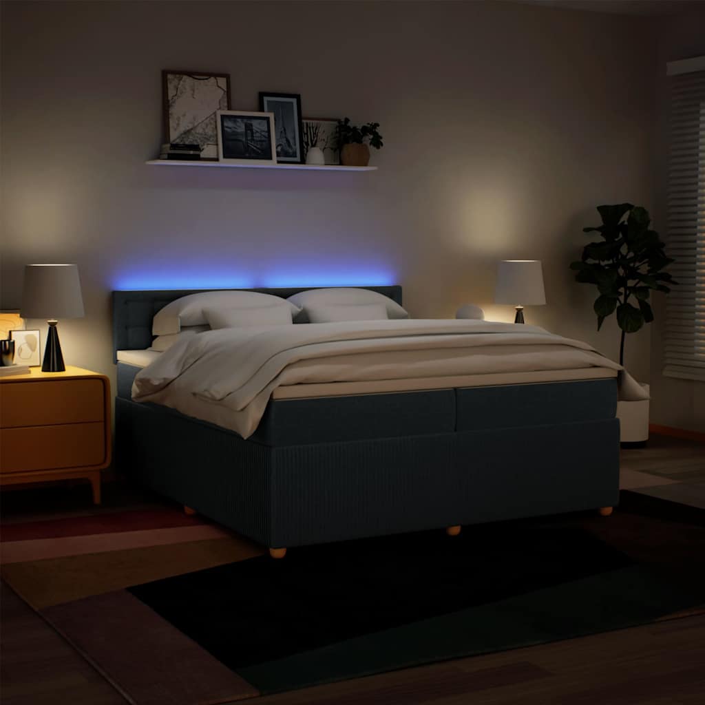 Boxspring met matras stof blauw 200x200 cm is nu te koop bij PeponiXL, paradijselijk wonen!