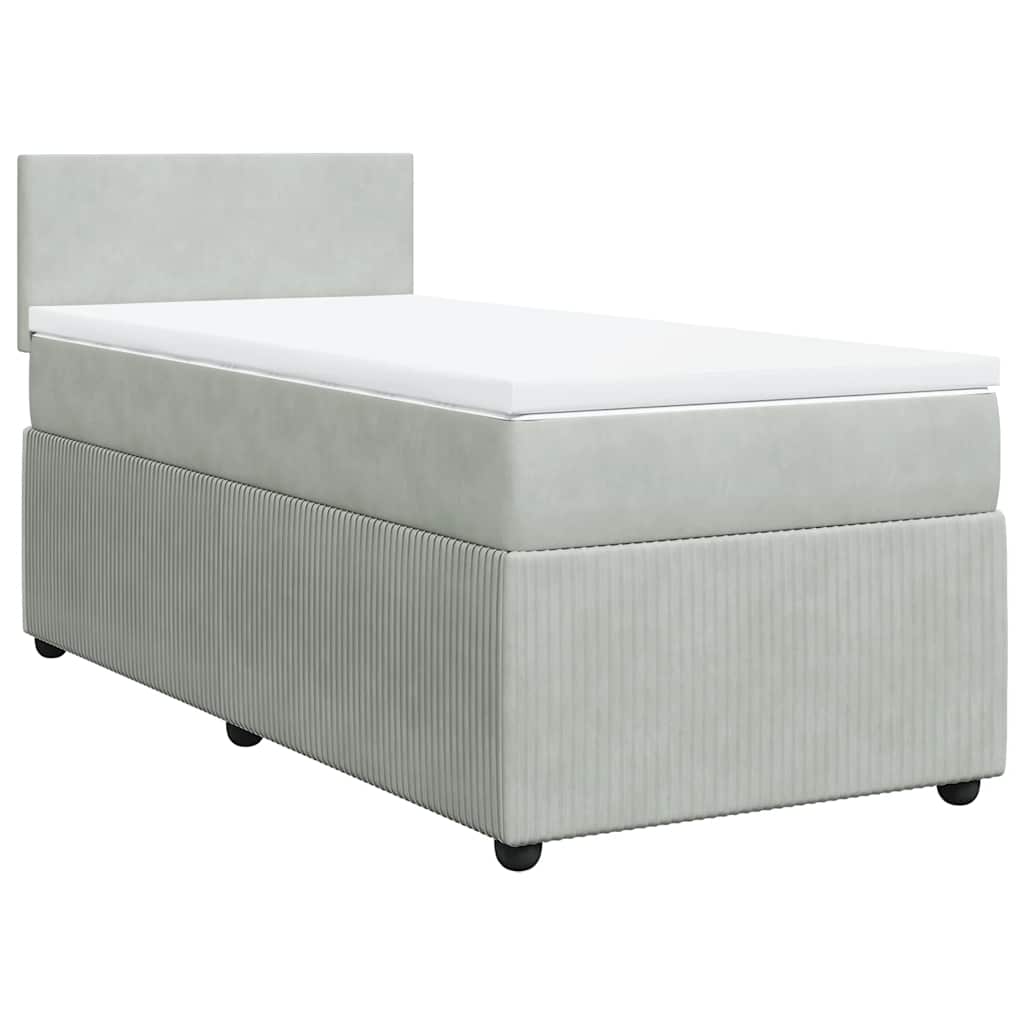 Boxspring met matras fluweel lichtgrijs 80x200 cm is nu te koop bij PeponiXL, paradijselijk wonen!