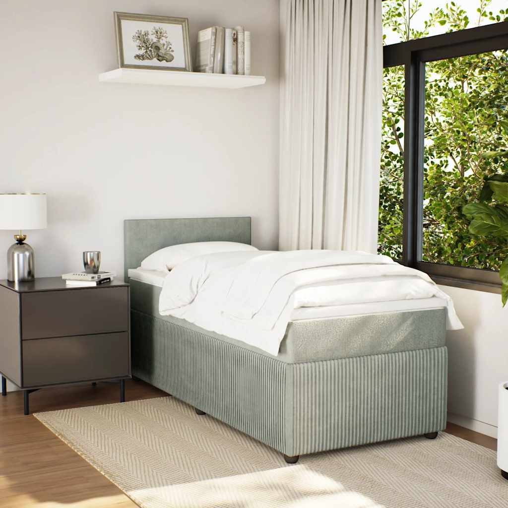 Boxspring met matras fluweel lichtgrijs 80x200 cm is nu te koop bij PeponiXL, paradijselijk wonen!