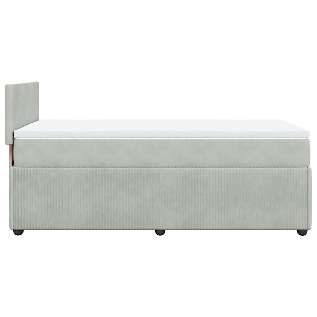 Boxspring met matras fluweel lichtgrijs 80x200 cm is nu te koop bij PeponiXL, paradijselijk wonen!