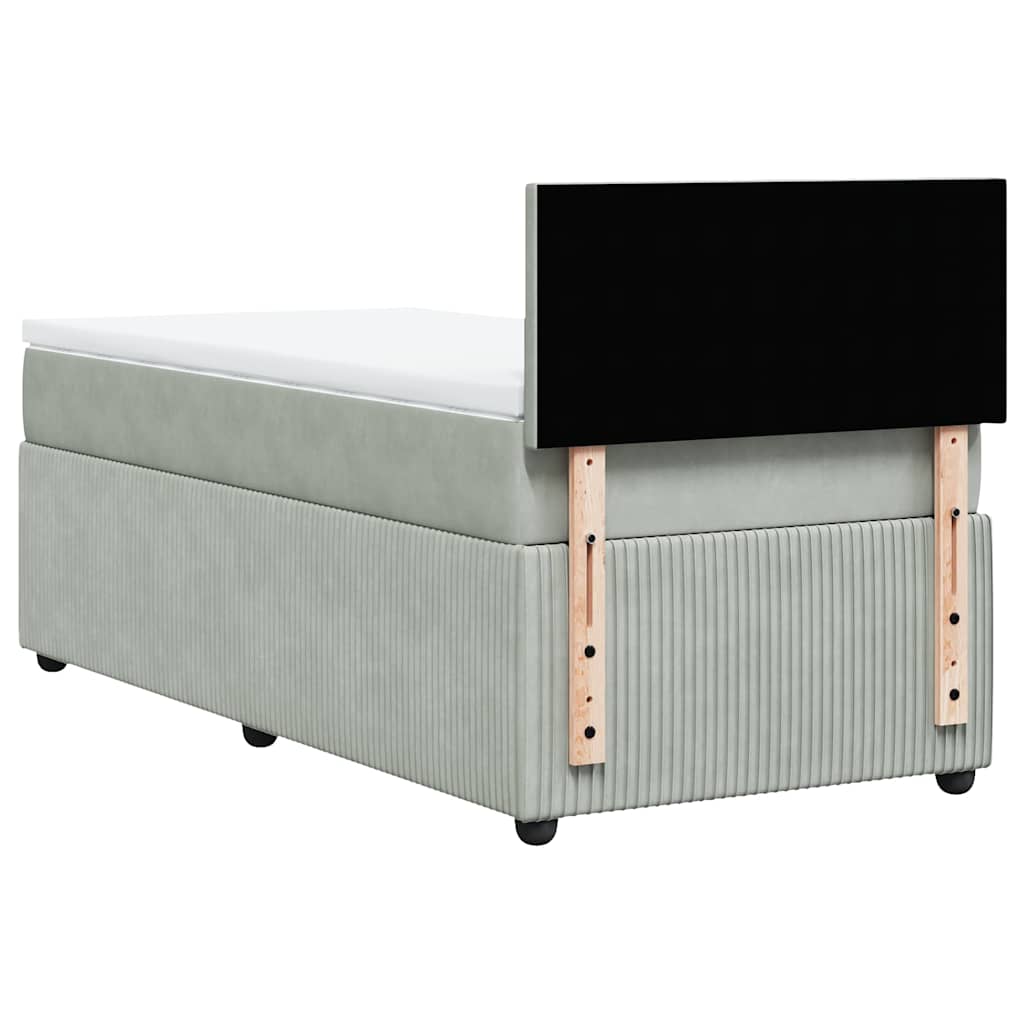 Boxspring met matras fluweel lichtgrijs 80x200 cm is nu te koop bij PeponiXL, paradijselijk wonen!