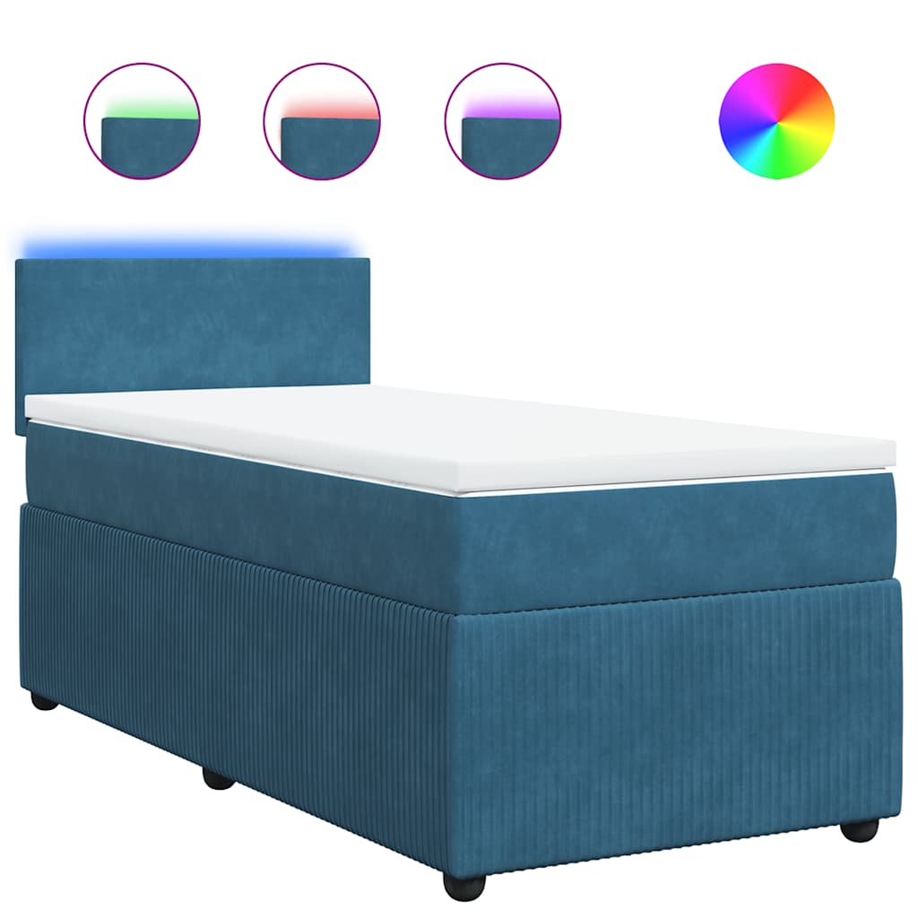 Boxspring met matras fluweel blauw 80x200 cm is nu te koop bij PeponiXL, paradijselijk wonen!