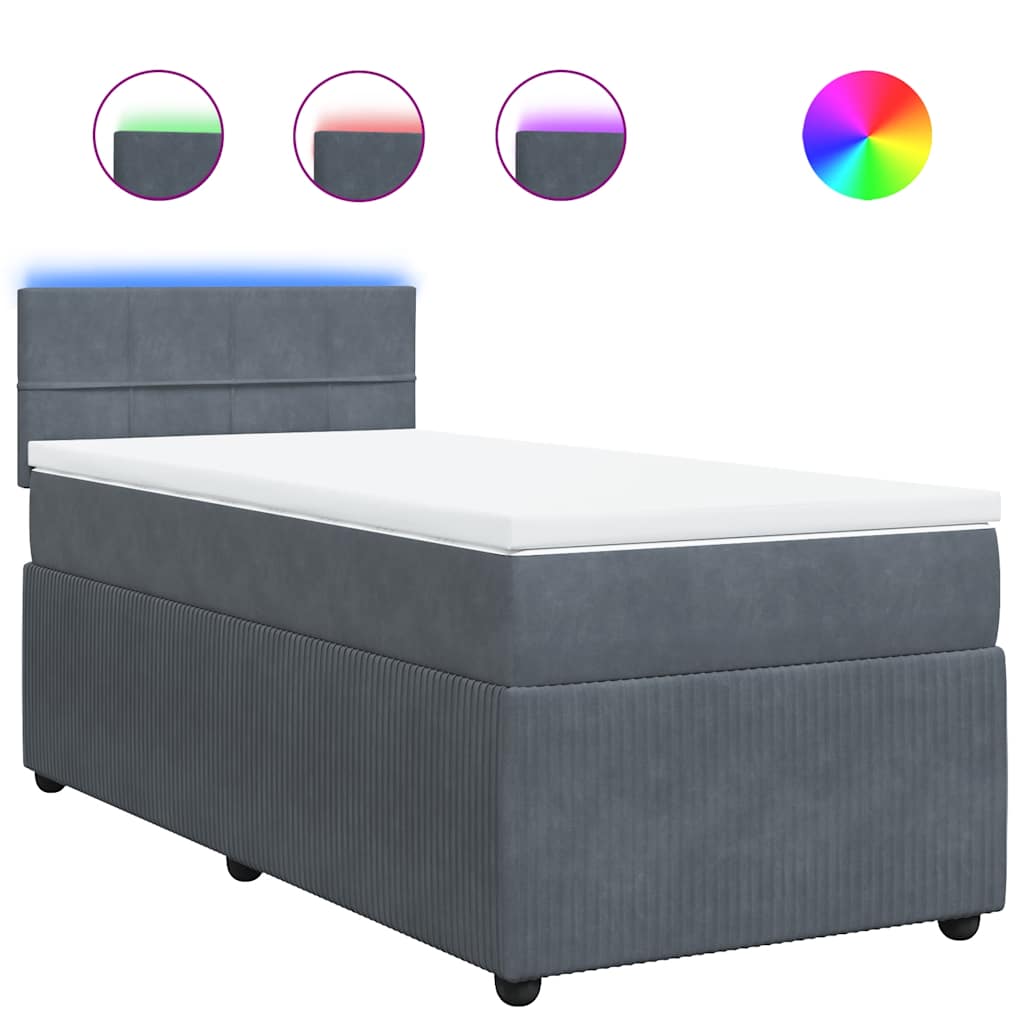 Boxspring met matras fluweel donkergrijs 80x200 cm is nu te koop bij PeponiXL, paradijselijk wonen!