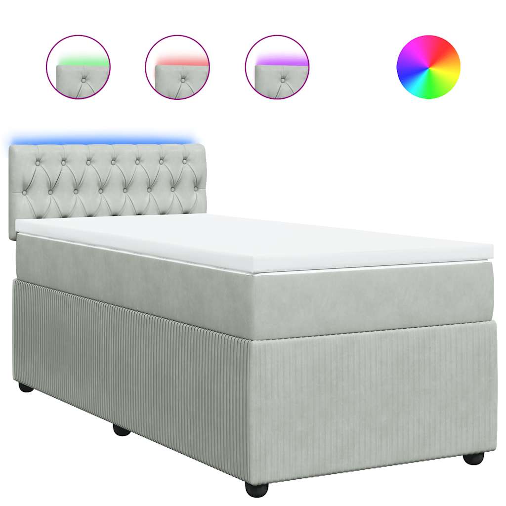 Boxspring met matras fluweel lichtgrijs 80x200 cm is nu te koop bij PeponiXL, paradijselijk wonen!