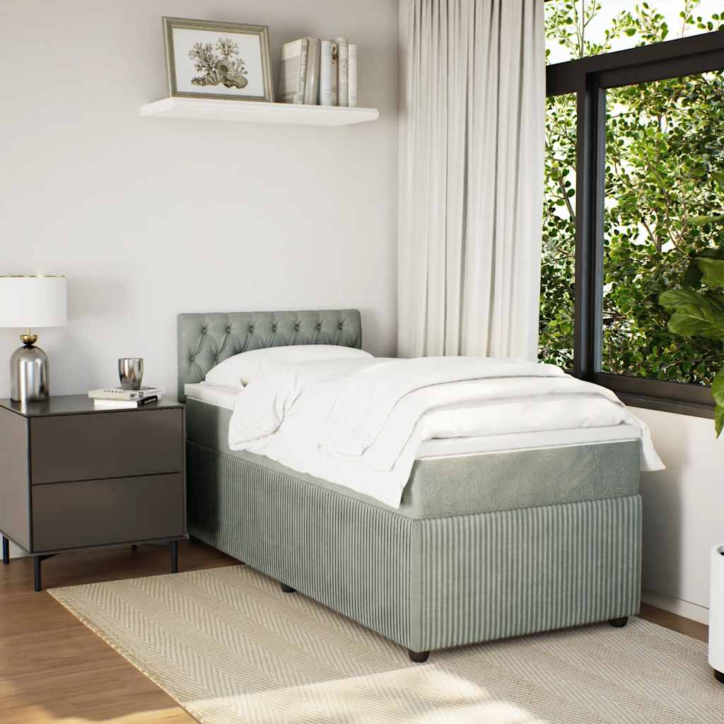 Boxspring met matras fluweel lichtgrijs 80x200 cm is nu te koop bij PeponiXL, paradijselijk wonen!