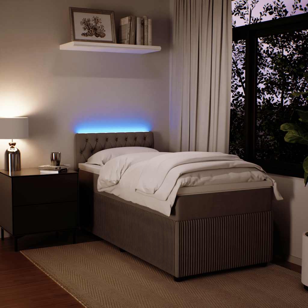 Boxspring met matras fluweel lichtgrijs 80x200 cm is nu te koop bij PeponiXL, paradijselijk wonen!