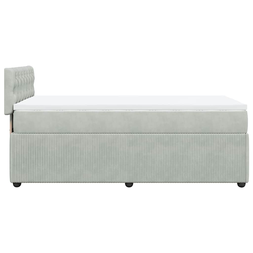 Boxspring met matras fluweel lichtgrijs 80x200 cm is nu te koop bij PeponiXL, paradijselijk wonen!