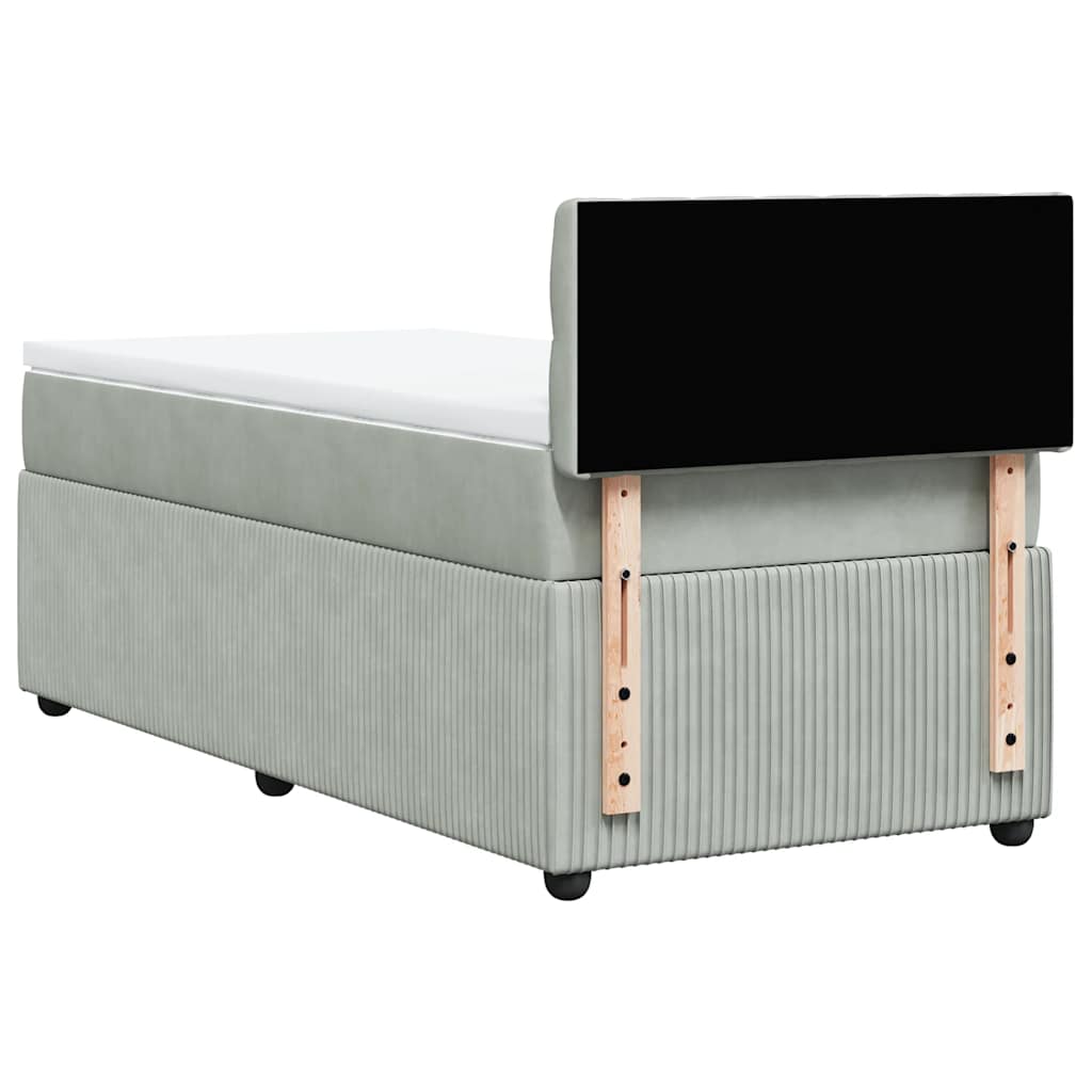 Boxspring met matras fluweel lichtgrijs 80x200 cm is nu te koop bij PeponiXL, paradijselijk wonen!