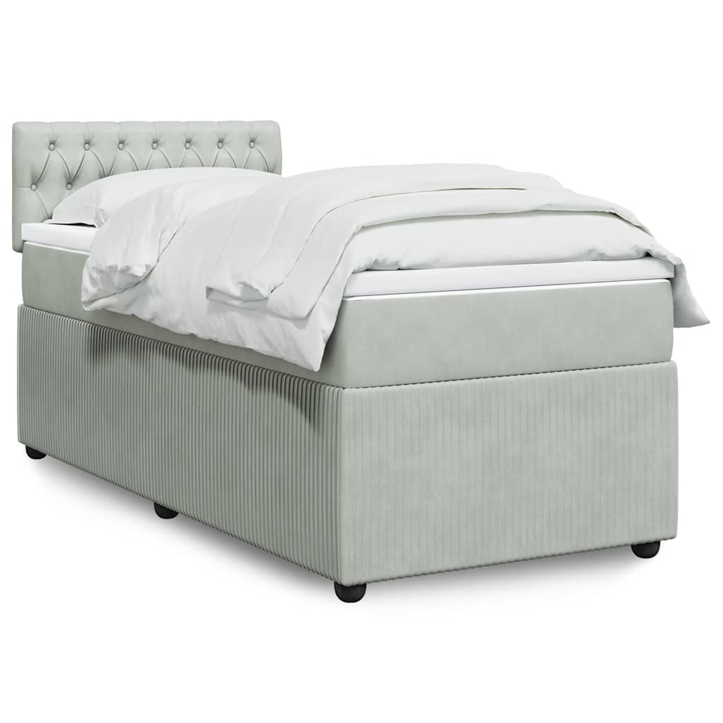 Boxspring met matras fluweel lichtgrijs 80x200 cm is nu te koop bij PeponiXL, paradijselijk wonen!