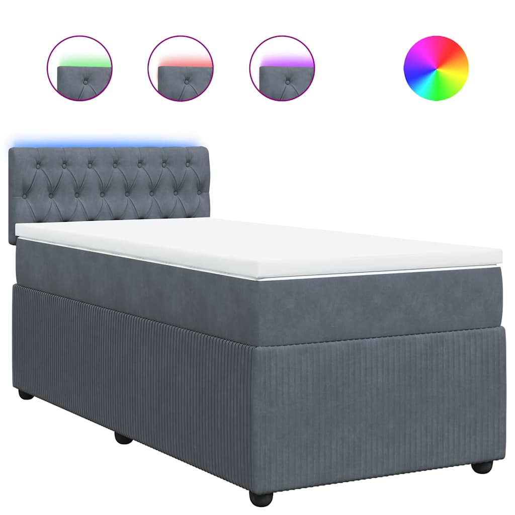 Boxspring met matras fluweel donkergrijs 80x200 cm is nu te koop bij PeponiXL, paradijselijk wonen!