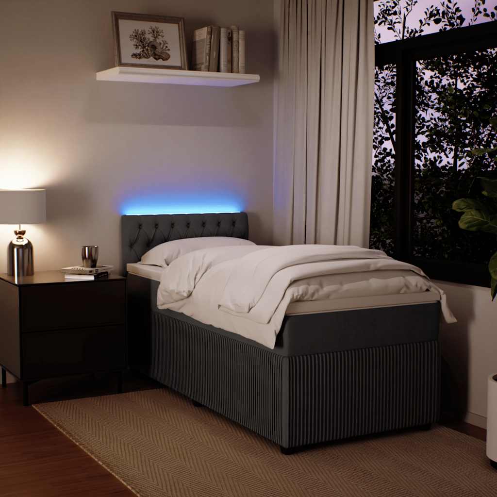 Boxspring met matras fluweel donkergrijs 80x200 cm is nu te koop bij PeponiXL, paradijselijk wonen!