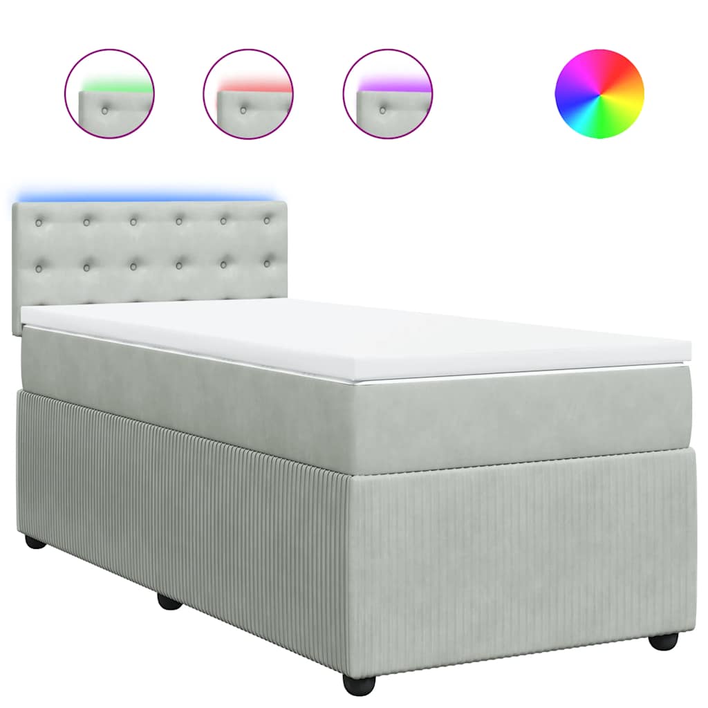 Boxspring met matras fluweel lichtgrijs 80x200 cm is nu te koop bij PeponiXL, paradijselijk wonen!