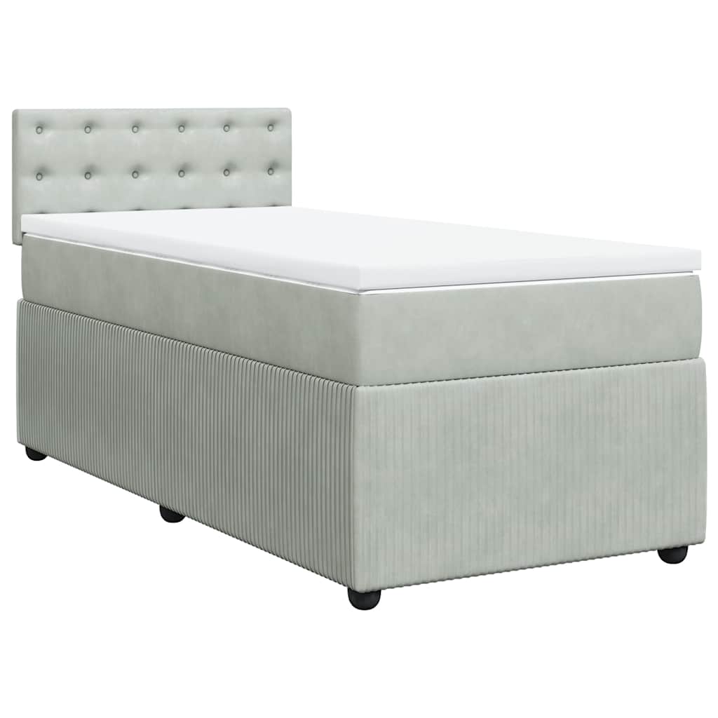 Boxspring met matras fluweel lichtgrijs 80x200 cm is nu te koop bij PeponiXL, paradijselijk wonen!