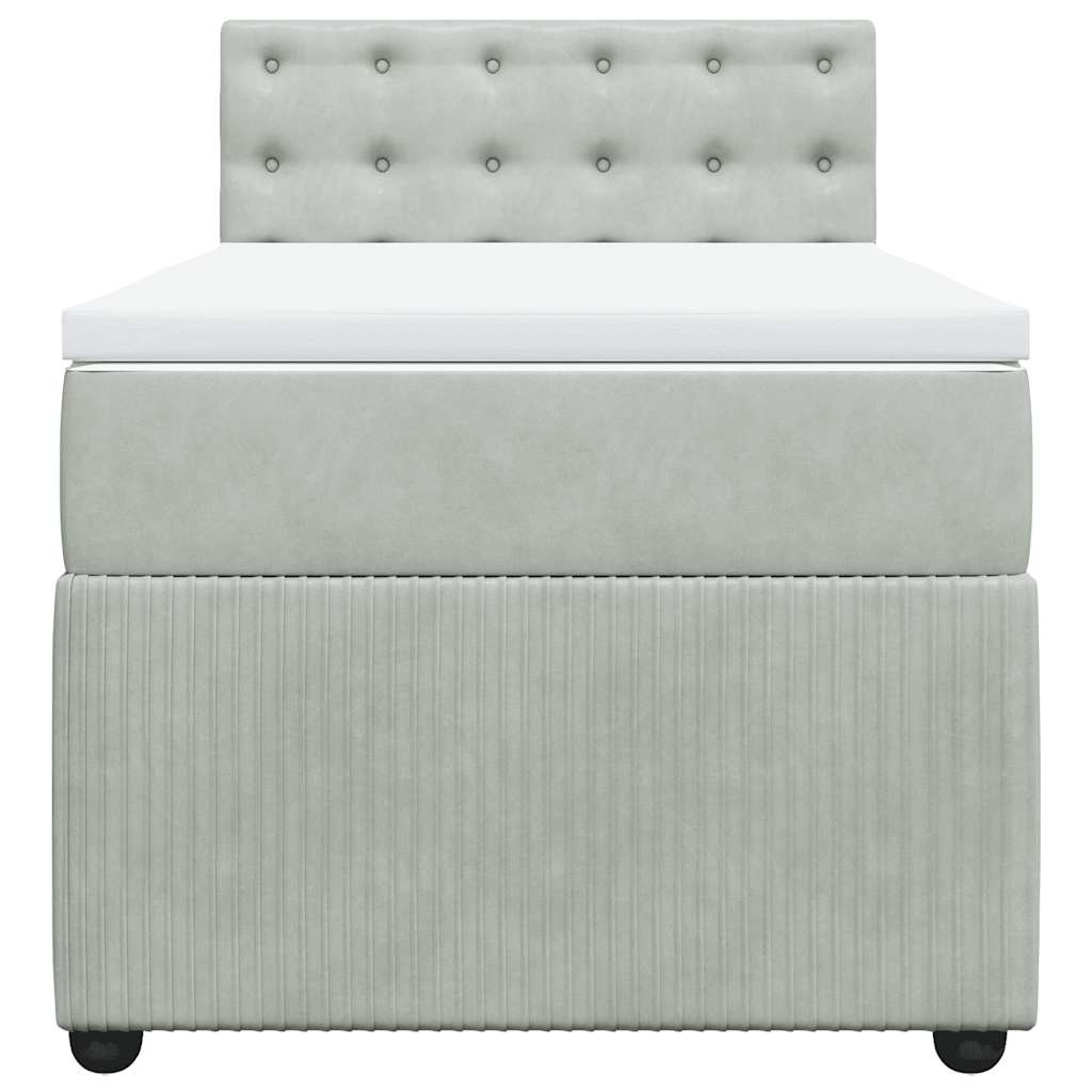Boxspring met matras fluweel lichtgrijs 80x200 cm is nu te koop bij PeponiXL, paradijselijk wonen!