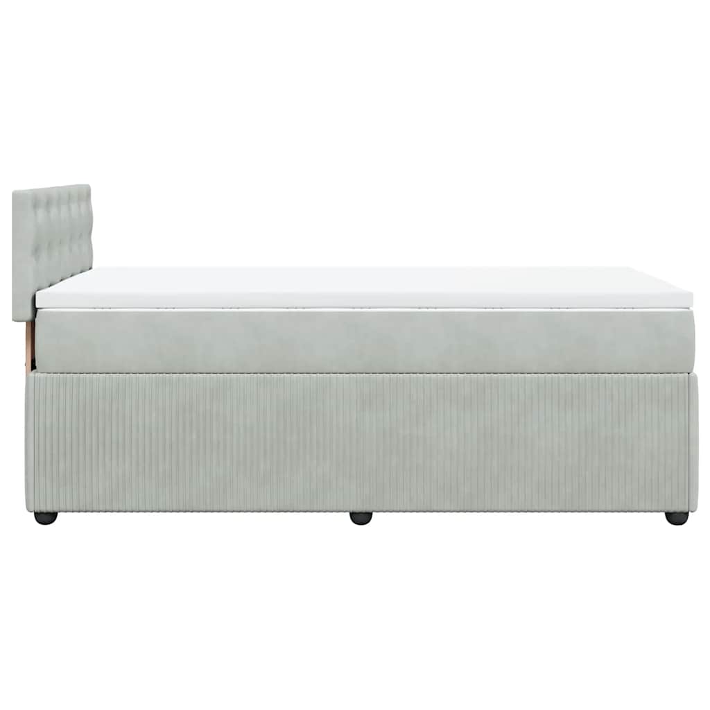 Boxspring met matras fluweel lichtgrijs 80x200 cm is nu te koop bij PeponiXL, paradijselijk wonen!