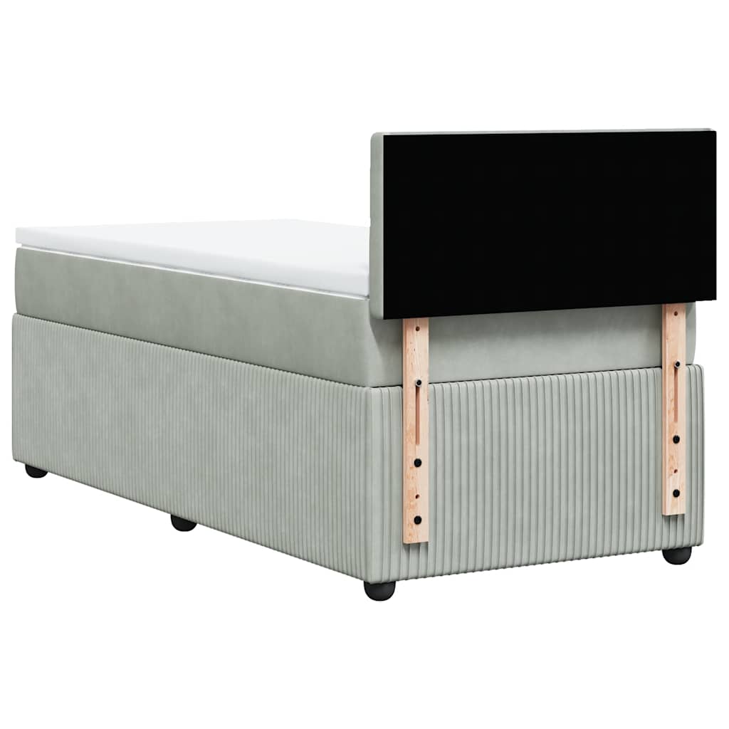 Boxspring met matras fluweel lichtgrijs 80x200 cm is nu te koop bij PeponiXL, paradijselijk wonen!