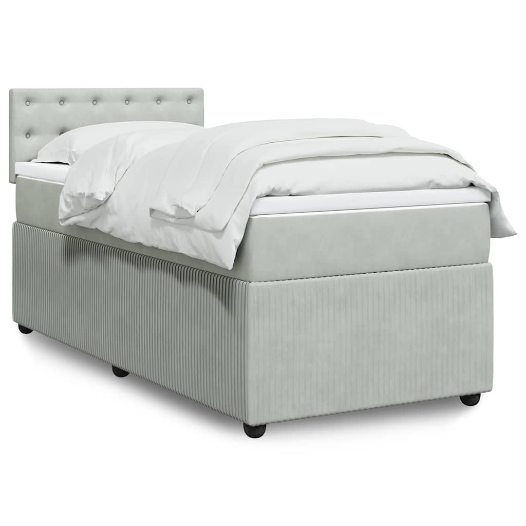 Boxspring met matras fluweel lichtgrijs 80x200 cm is nu te koop bij PeponiXL, paradijselijk wonen!