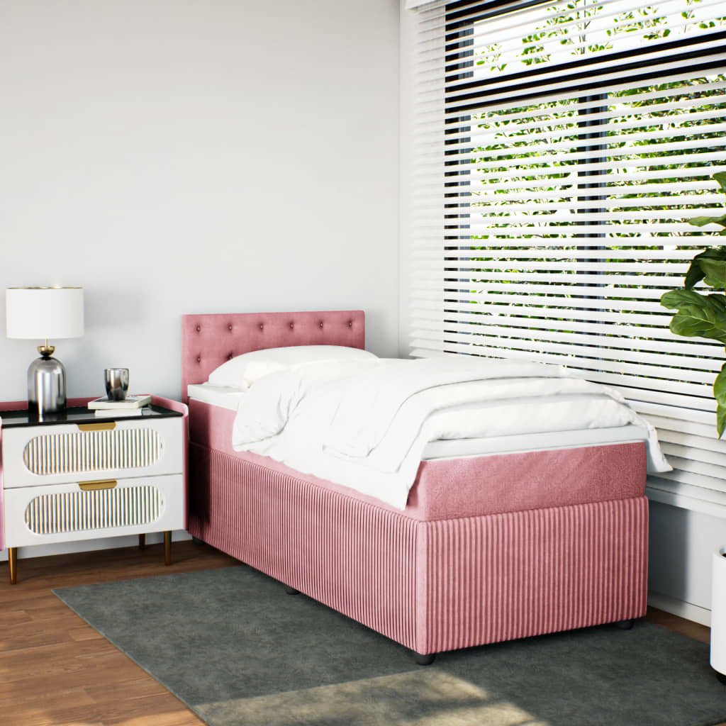 Boxspring met matras fluweel roze 80x200 cm is nu te koop bij PeponiXL, paradijselijk wonen!