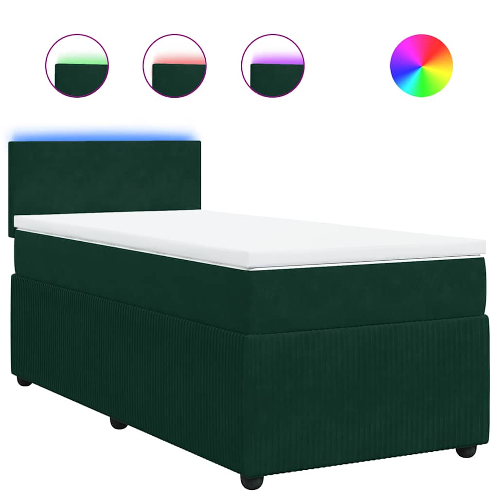 Boxspring met matras fluweel donkergroen 90x190 cm is nu te koop bij PeponiXL, paradijselijk wonen!