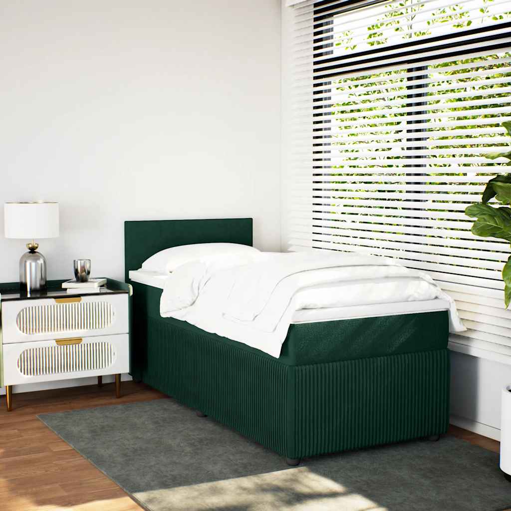 Boxspring met matras fluweel donkergroen 90x190 cm is nu te koop bij PeponiXL, paradijselijk wonen!