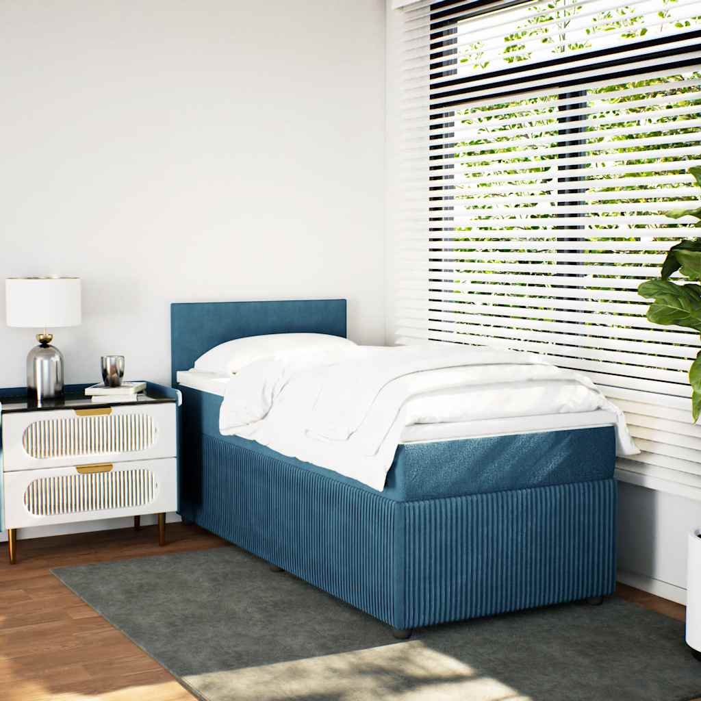 Boxspring met matras fluweel blauw 90x190 cm is nu te koop bij PeponiXL, paradijselijk wonen!