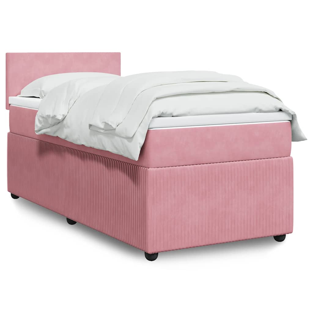 Boxspring met matras fluweel roze 90x190 cm is nu te koop bij PeponiXL, paradijselijk wonen!
