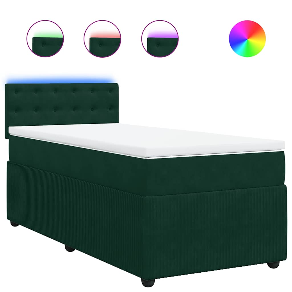 Boxspring met matras fluweel donkergroen 90x190 cm is nu te koop bij PeponiXL, paradijselijk wonen!