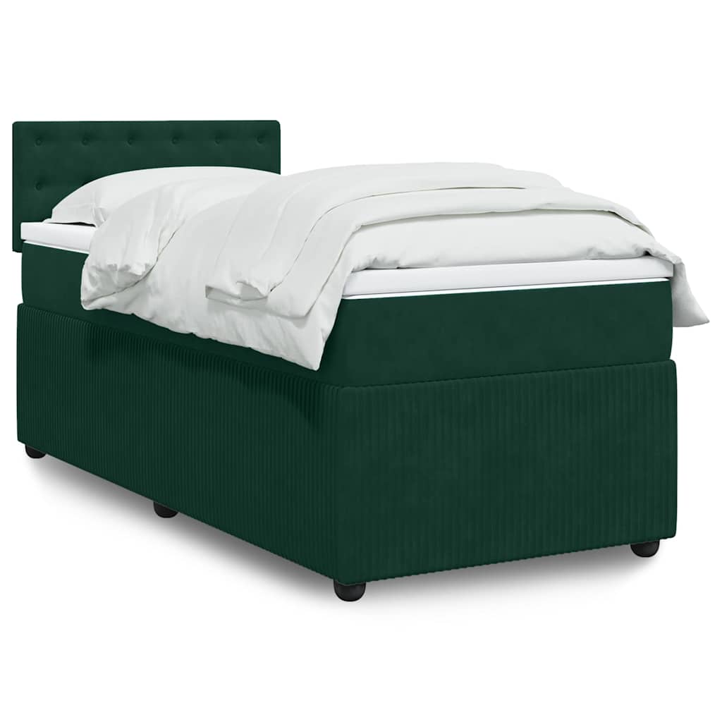 Boxspring met matras fluweel donkergroen 90x190 cm is nu te koop bij PeponiXL, paradijselijk wonen!