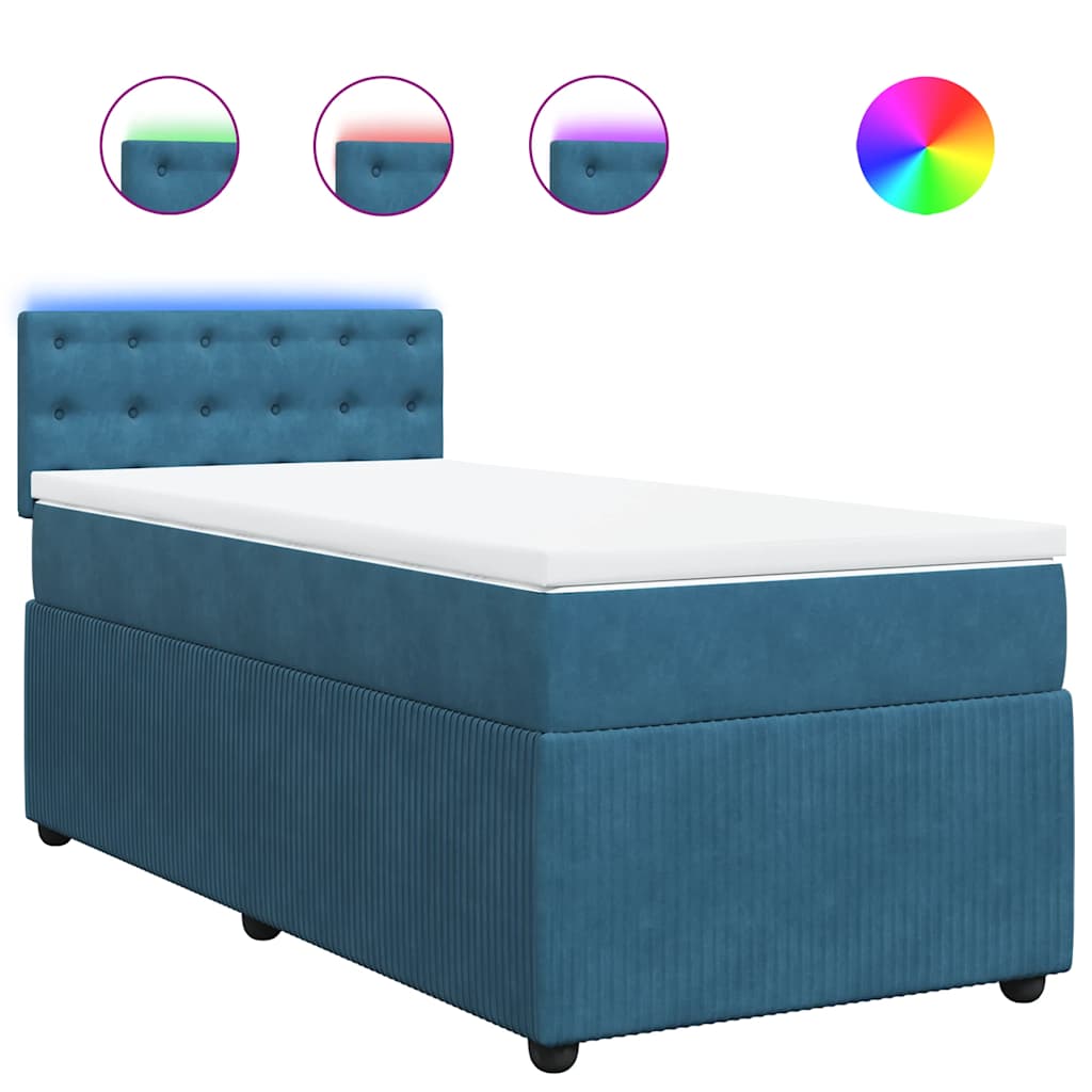 Boxspring met matras fluweel blauw 90x190 cm is nu te koop bij PeponiXL, paradijselijk wonen!