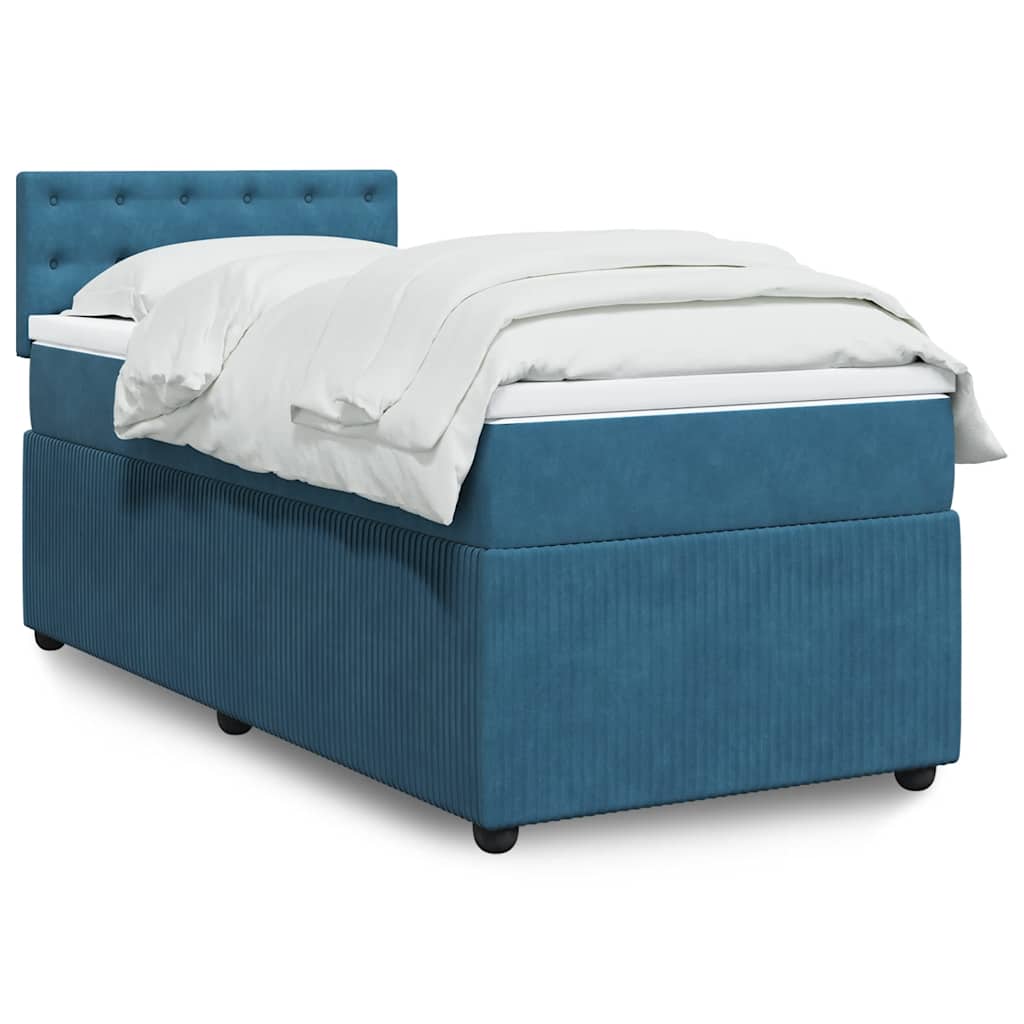 Boxspring met matras fluweel blauw 90x190 cm is nu te koop bij PeponiXL, paradijselijk wonen!