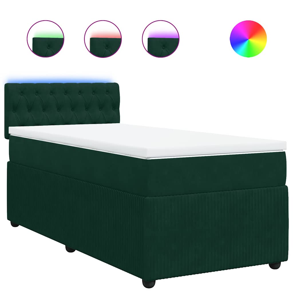 Boxspring met matras fluweel donkergroen 90x190 cm is nu te koop bij PeponiXL, paradijselijk wonen!