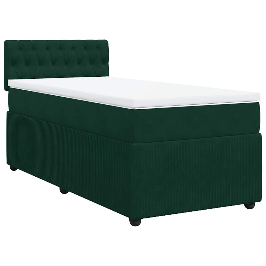 Boxspring met matras fluweel donkergroen 90x190 cm is nu te koop bij PeponiXL, paradijselijk wonen!
