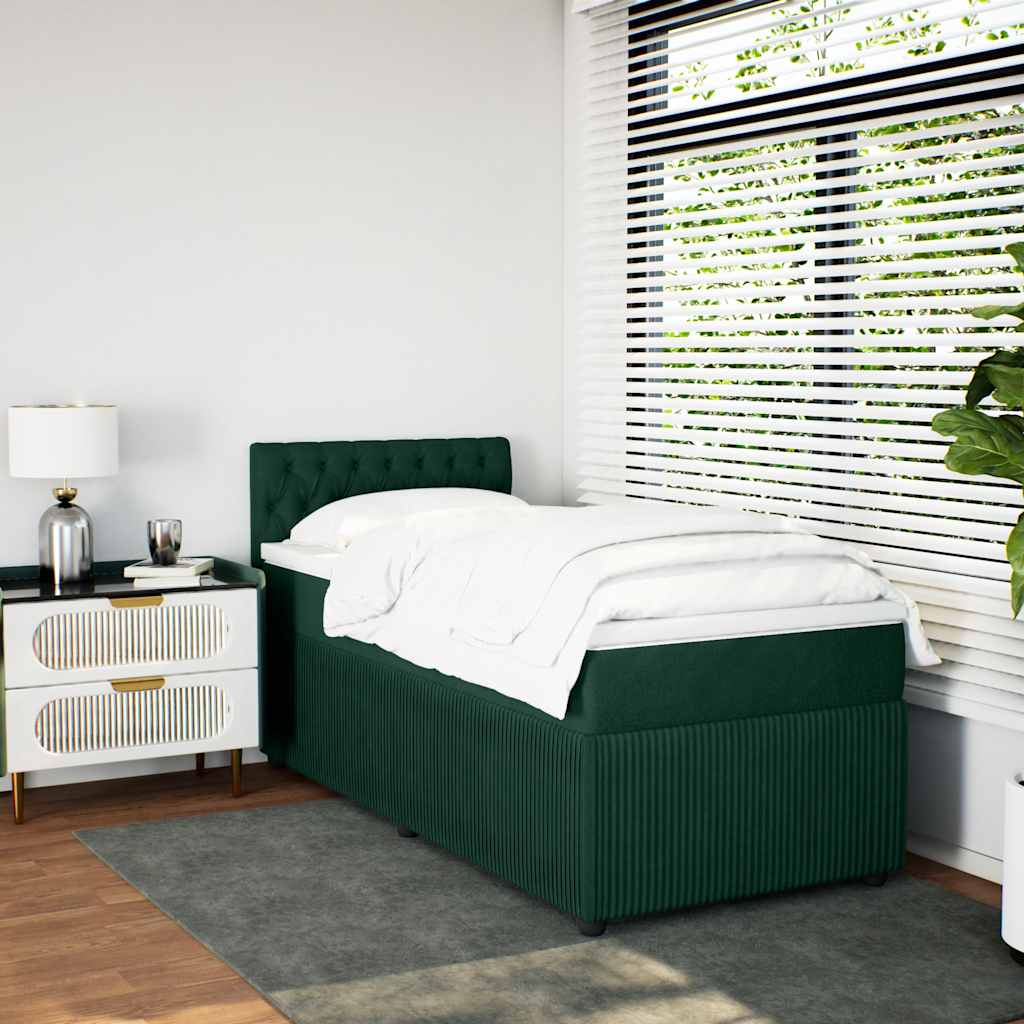 Boxspring met matras fluweel donkergroen 90x190 cm is nu te koop bij PeponiXL, paradijselijk wonen!