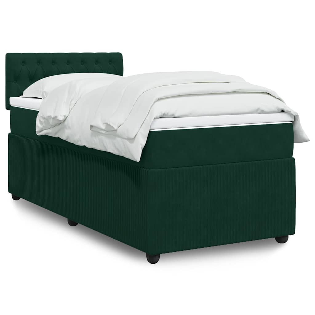 Boxspring met matras fluweel donkergroen 90x190 cm is nu te koop bij PeponiXL, paradijselijk wonen!