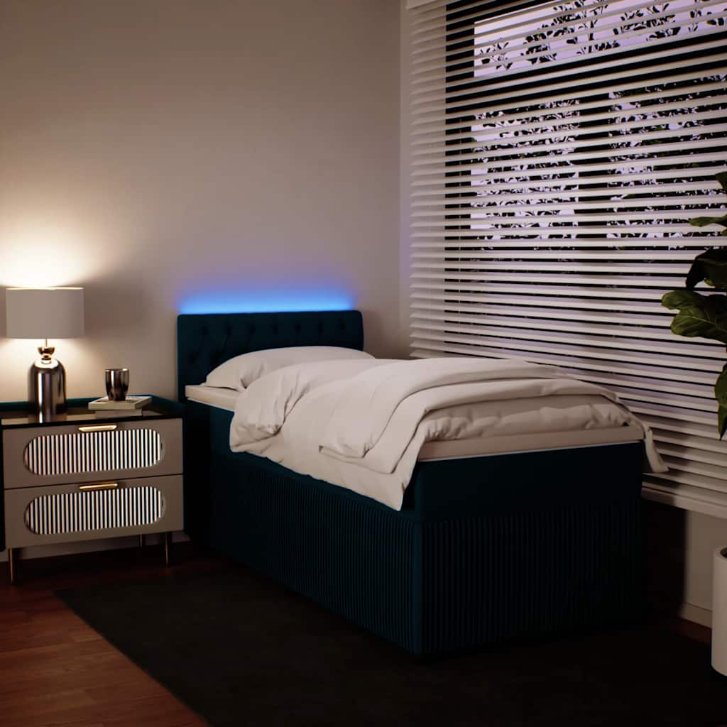 Boxspring met matras fluweel blauw 90x190 cm is nu te koop bij PeponiXL, paradijselijk wonen!