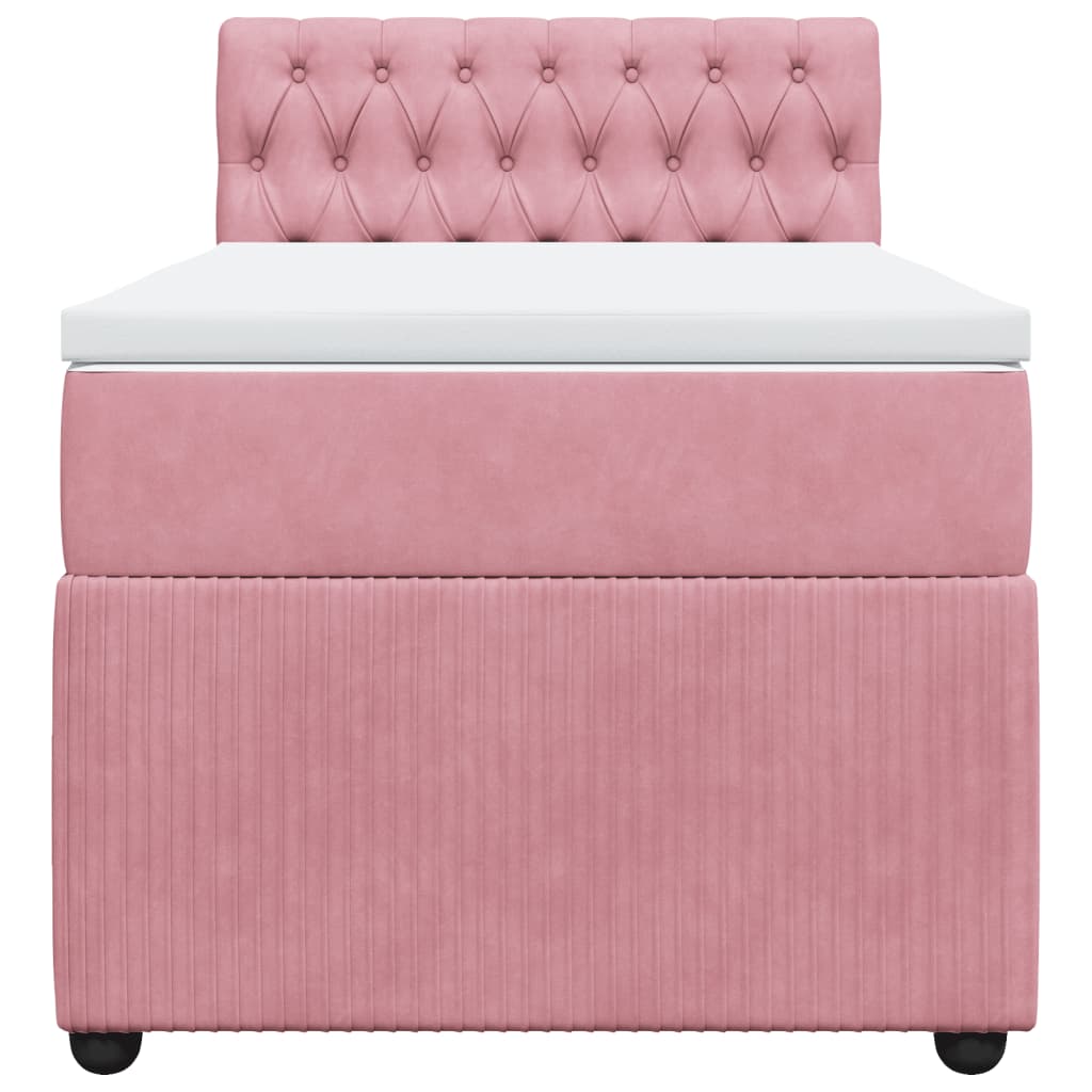 Boxspring met matras fluweel roze 90x190 cm is nu te koop bij PeponiXL, paradijselijk wonen!