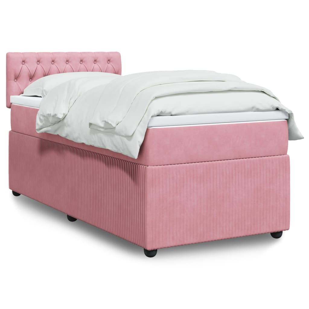 Boxspring met matras fluweel roze 90x190 cm is nu te koop bij PeponiXL, paradijselijk wonen!