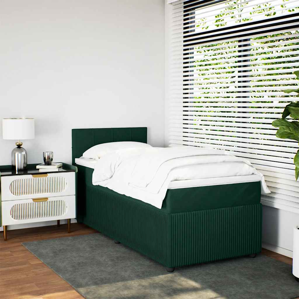 Boxspring met matras fluweel donkergroen 90x190 cm is nu te koop bij PeponiXL, paradijselijk wonen!