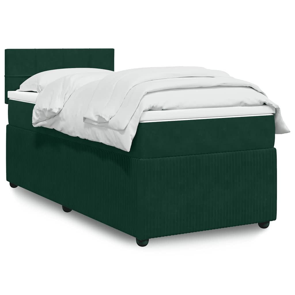 Boxspring met matras fluweel donkergroen 90x190 cm is nu te koop bij PeponiXL, paradijselijk wonen!